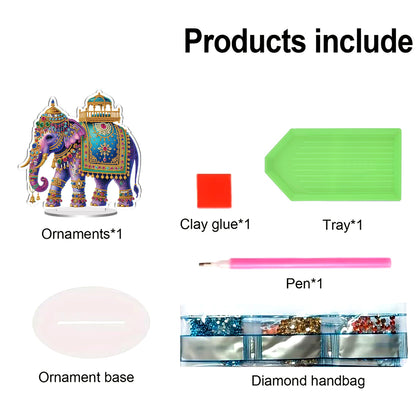 Elephant DIY 2D Flat Acrylic Special Shaped Diamond Art Kits 22x25cm Home Decor