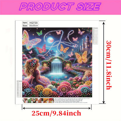 Flower Garden Butterfly Girl - Special Shaped Drill Diamond Painting 30*30CM