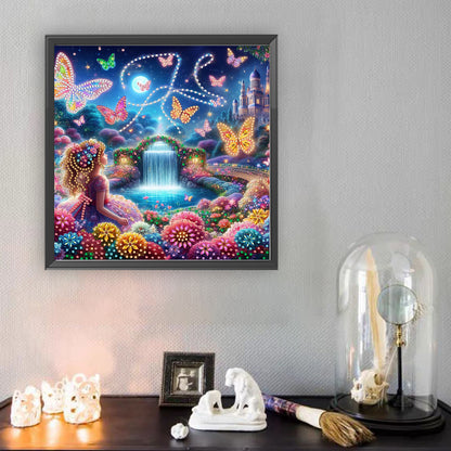 Flower Garden Butterfly Girl - Special Shaped Drill Diamond Painting 30*30CM