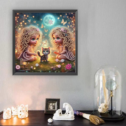 Twin Girls - Special Shaped Drill Diamond Painting 30*30CM