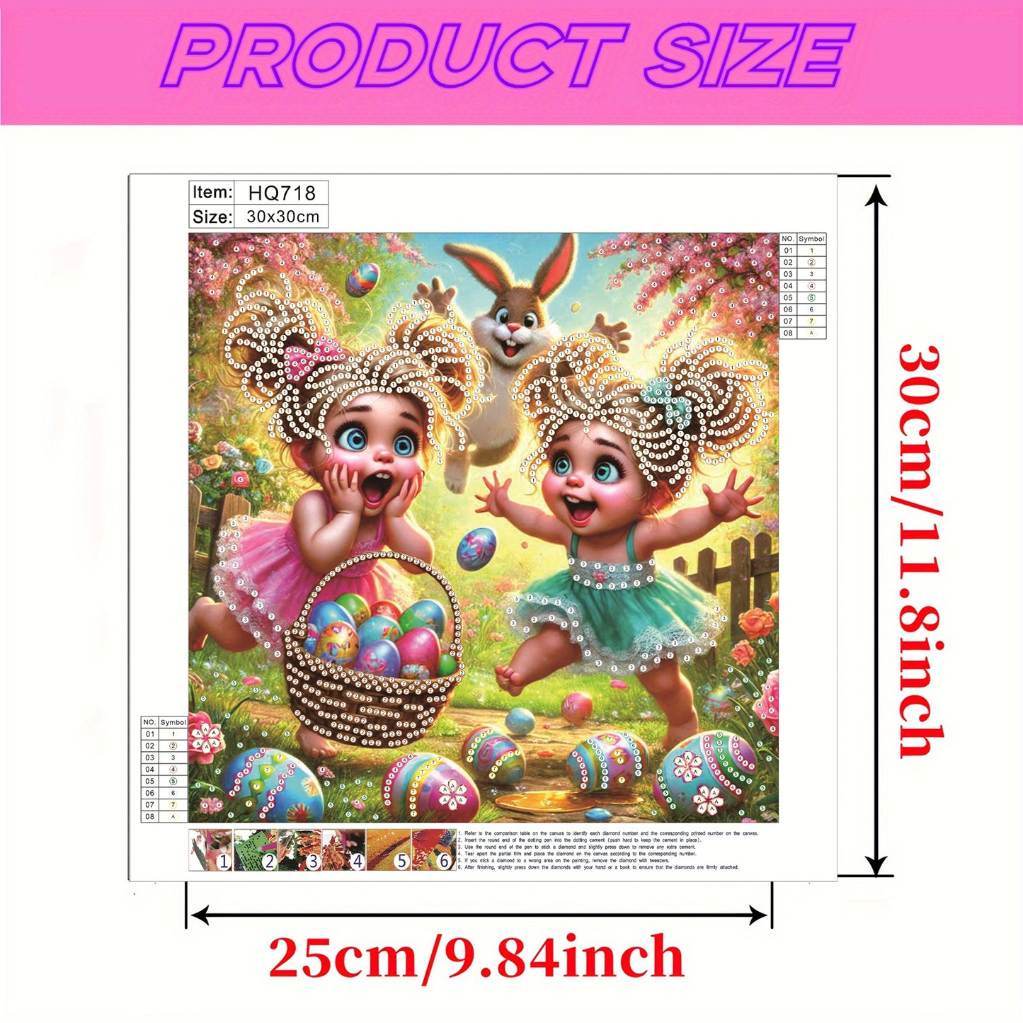 Twin Easter Egg Girls - Special Shaped Drill Diamond Painting 30*30CM