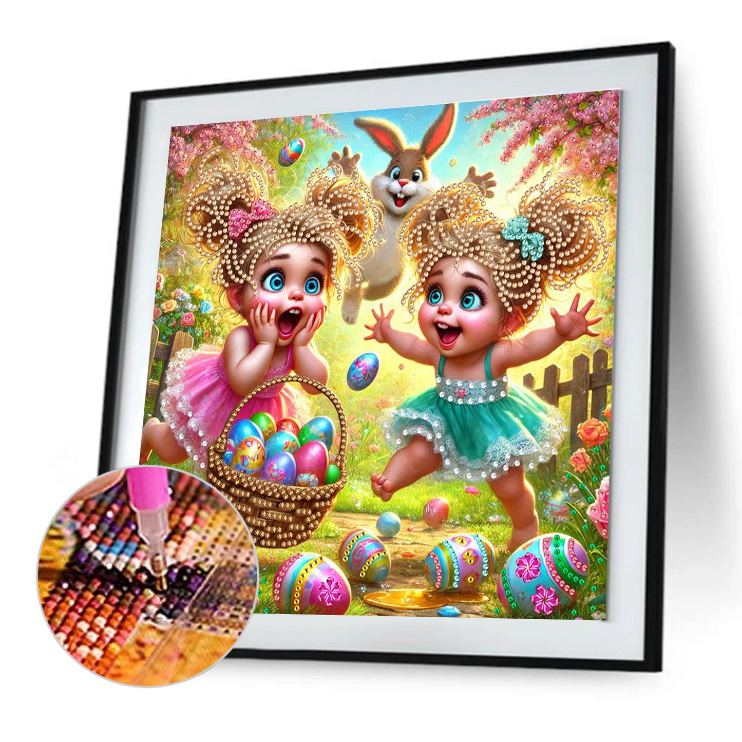 Twin Easter Egg Girls - Special Shaped Drill Diamond Painting 30*30CM