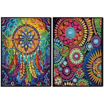 2pcs Patterns Partial DIY 50 Pages A5 Diamond Painting Notebook for Study Home