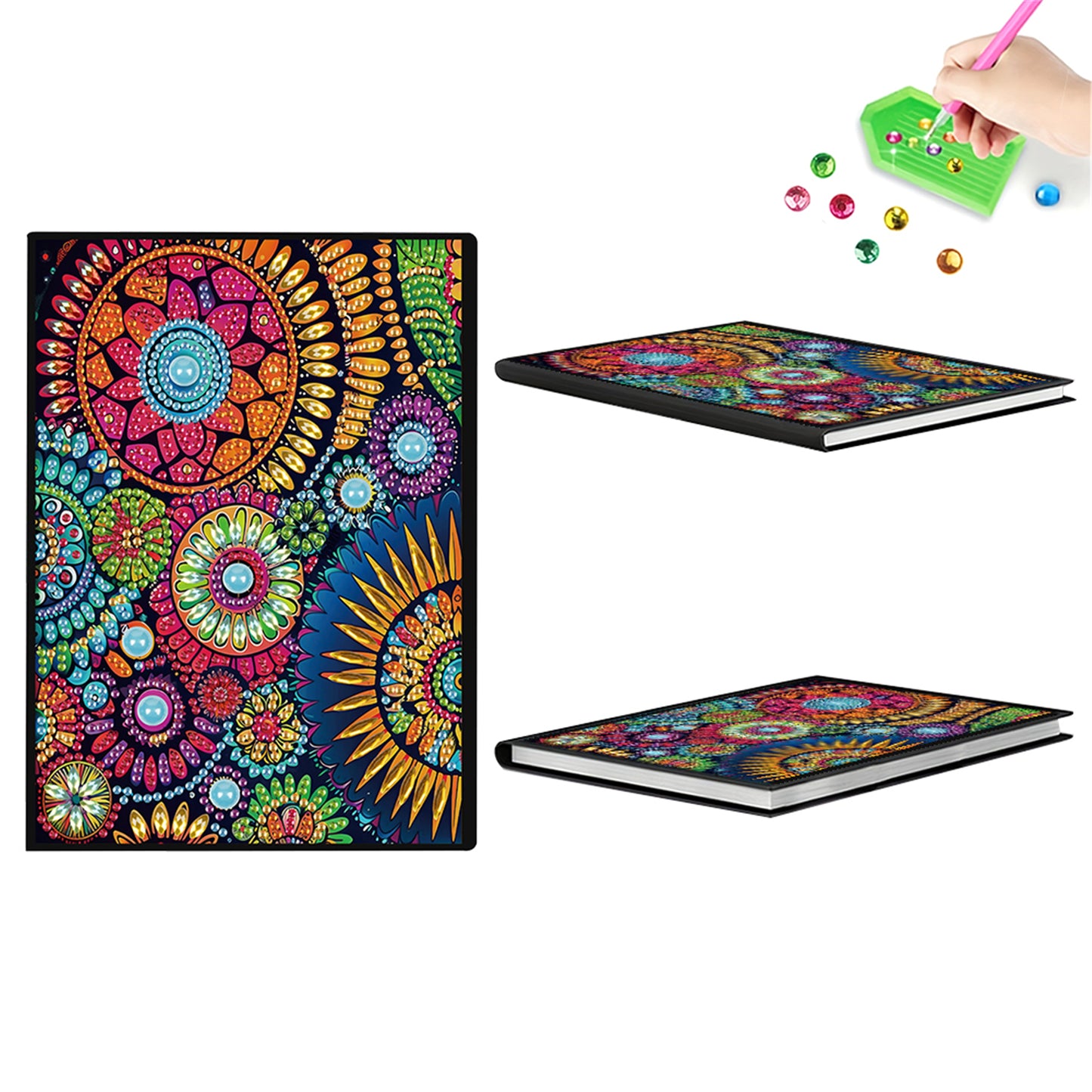 2pcs Patterns Partial DIY 50 Pages A5 Diamond Painting Notebook for Study Home