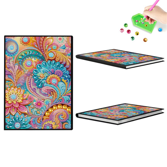 2pcs Flowers Partial DIY 50 Pages A5 Diamond Painting Notebook for Study Home
