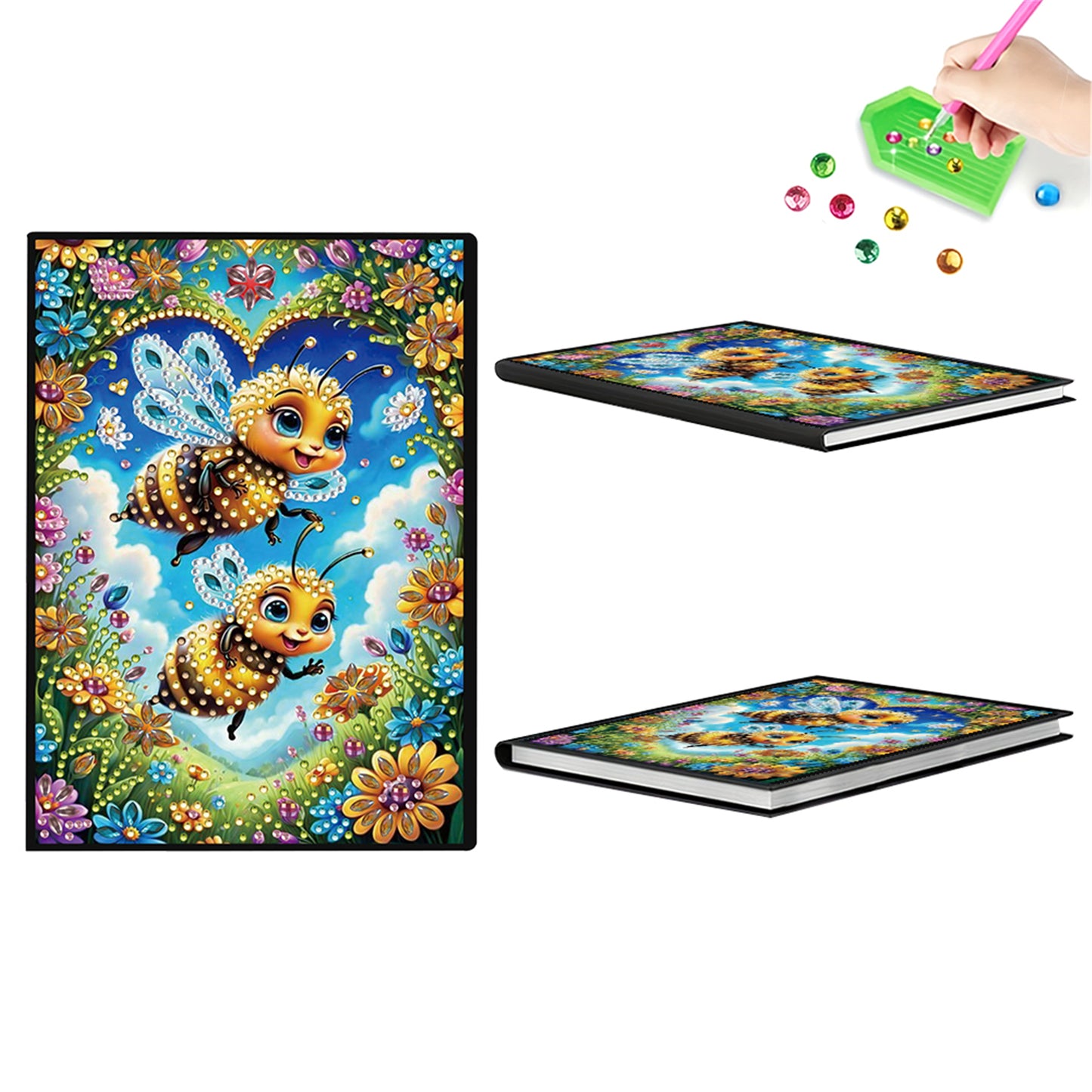2pcs Bee Partial DIY 50 Pages A5 Diamond Painting Notebook for Study Drawing