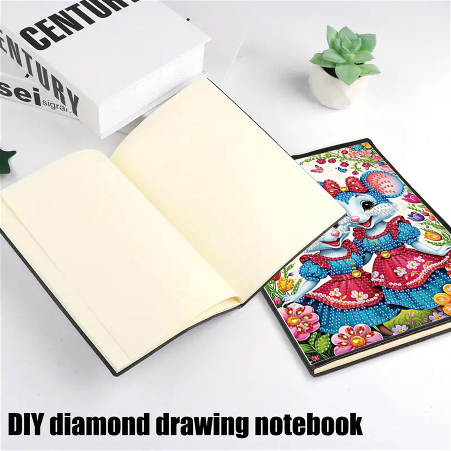 2pcs Mouse Partial DIY 50 Pages A5 Diamond Painting Notebook for Study Home