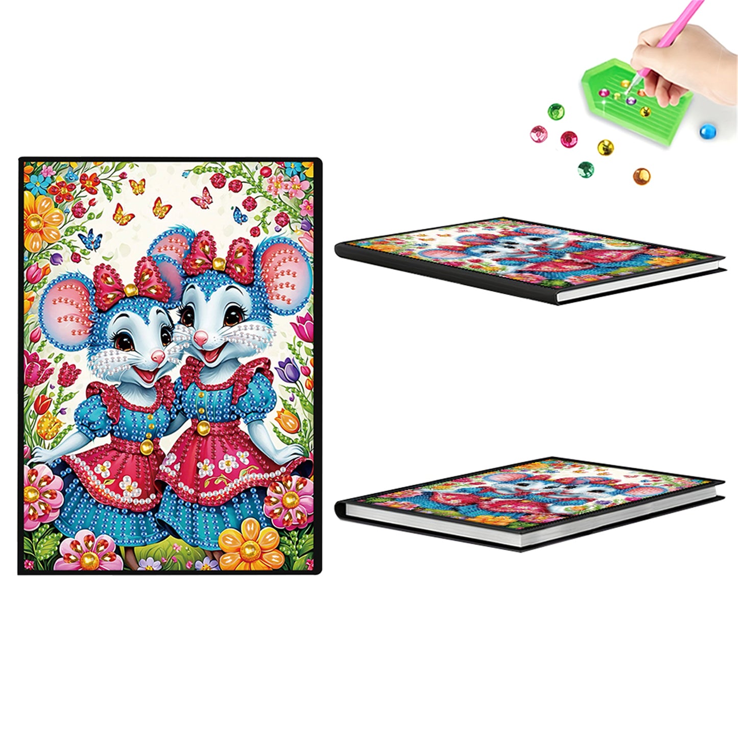 2pcs Mouse Partial DIY 50 Pages A5 Diamond Painting Notebook for Study Home