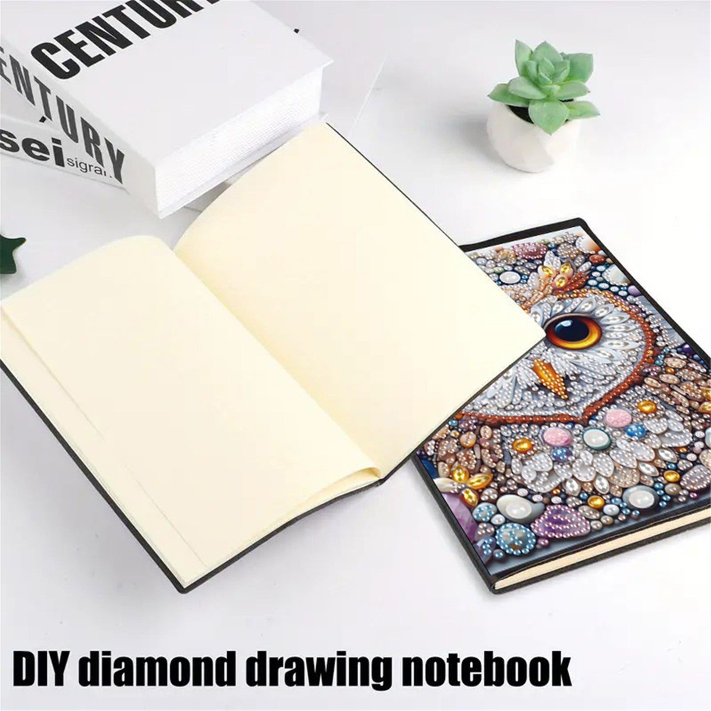 2pcs Owl Partial DIY 50 Pages A5 Diamond Painting Notebook for Study Drawing