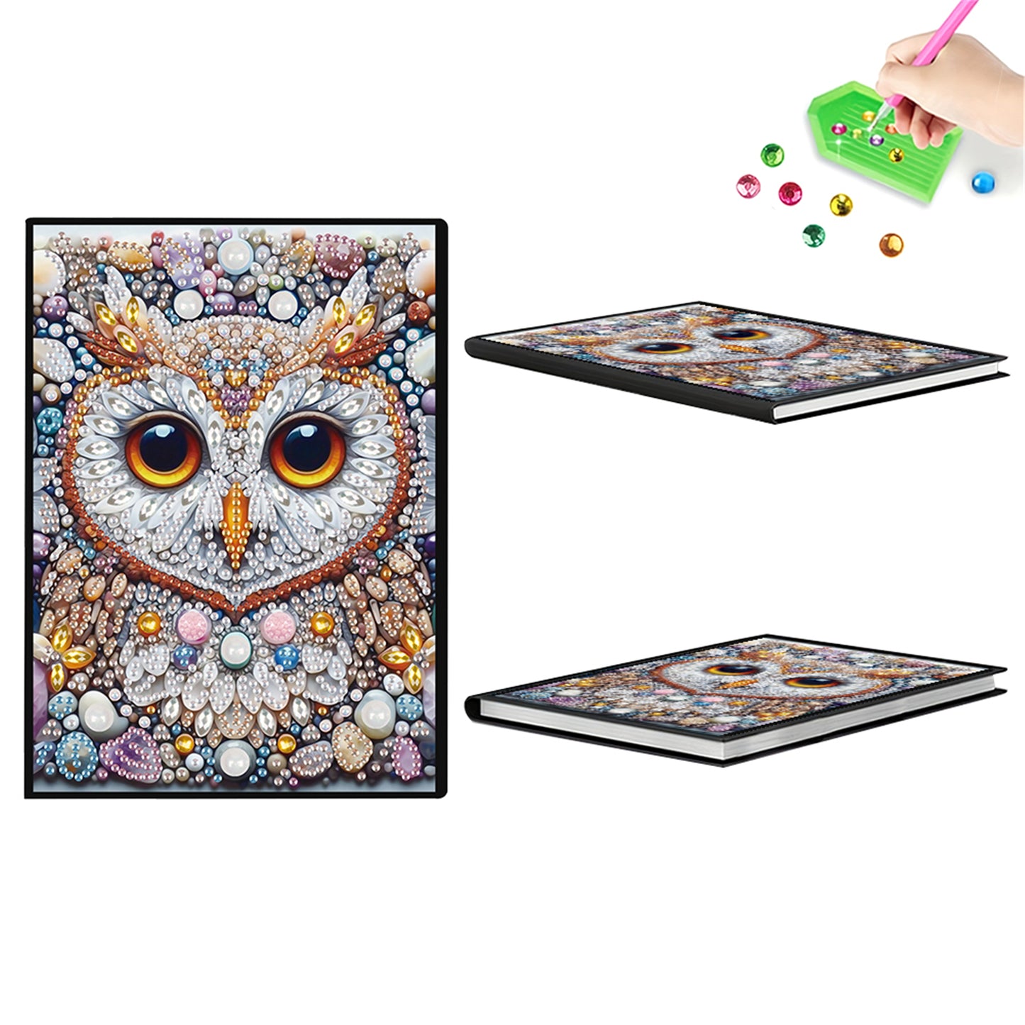 2pcs Owl Partial DIY 50 Pages A5 Diamond Painting Notebook for Study Drawing