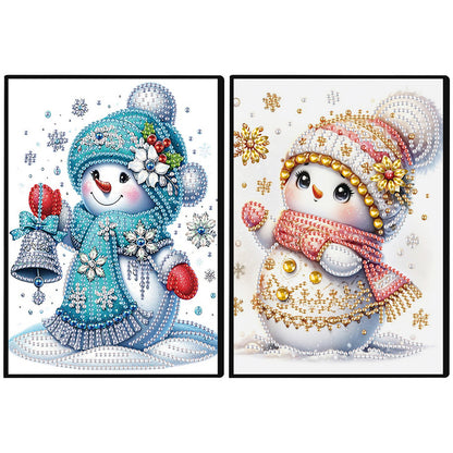2pcs Snowman Partial DIY 50 Pages A5 Diamond Painting Notebook for Study Home