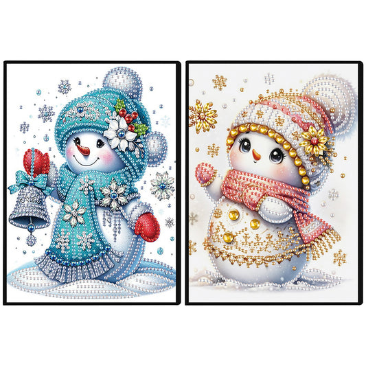 2pcs Snowman Partial DIY 50 Pages A5 Diamond Painting Notebook for Study Home