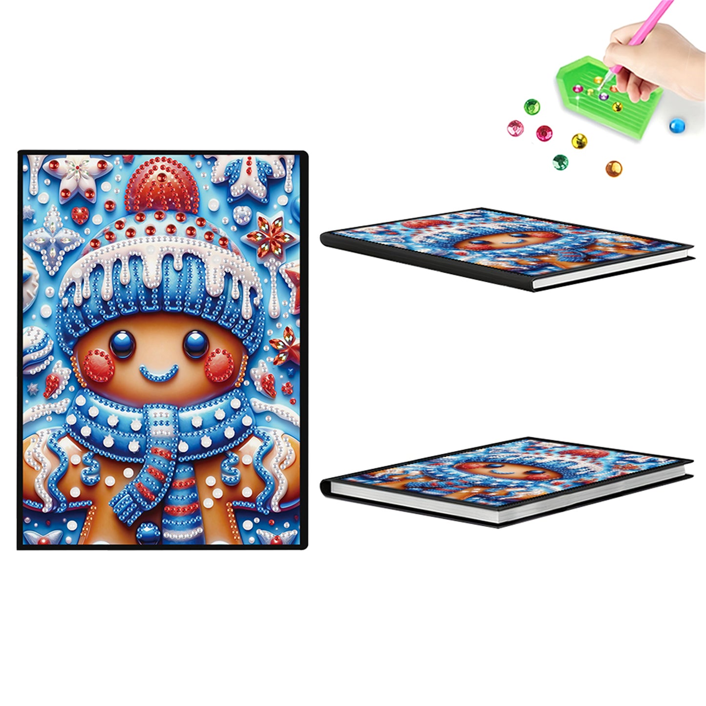 2pcs Christmas Partial DIY 50 Pages A5 Diamond Painting Notebook for Study Home