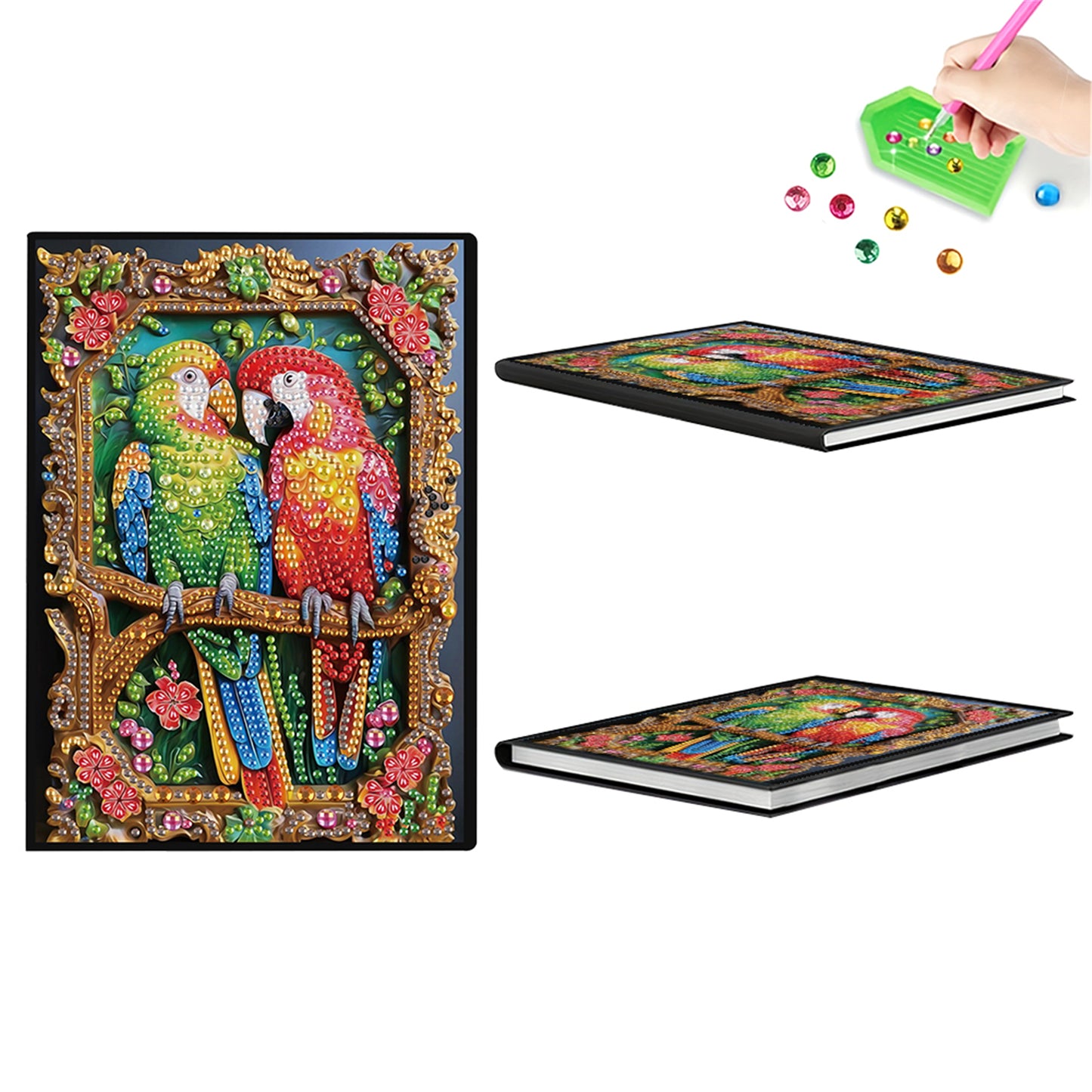 2pcs Bird Partial DIY 50 Pages A5 Diamond Painting Notebook for Study Drawing
