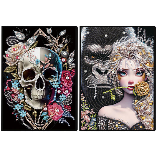 2pcs Girl Partial DIY 50 Pages A5 Diamond Painting Notebook for Study Drawing