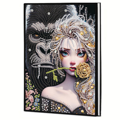2pcs Girl Partial DIY 50 Pages A5 Diamond Painting Notebook for Study Drawing