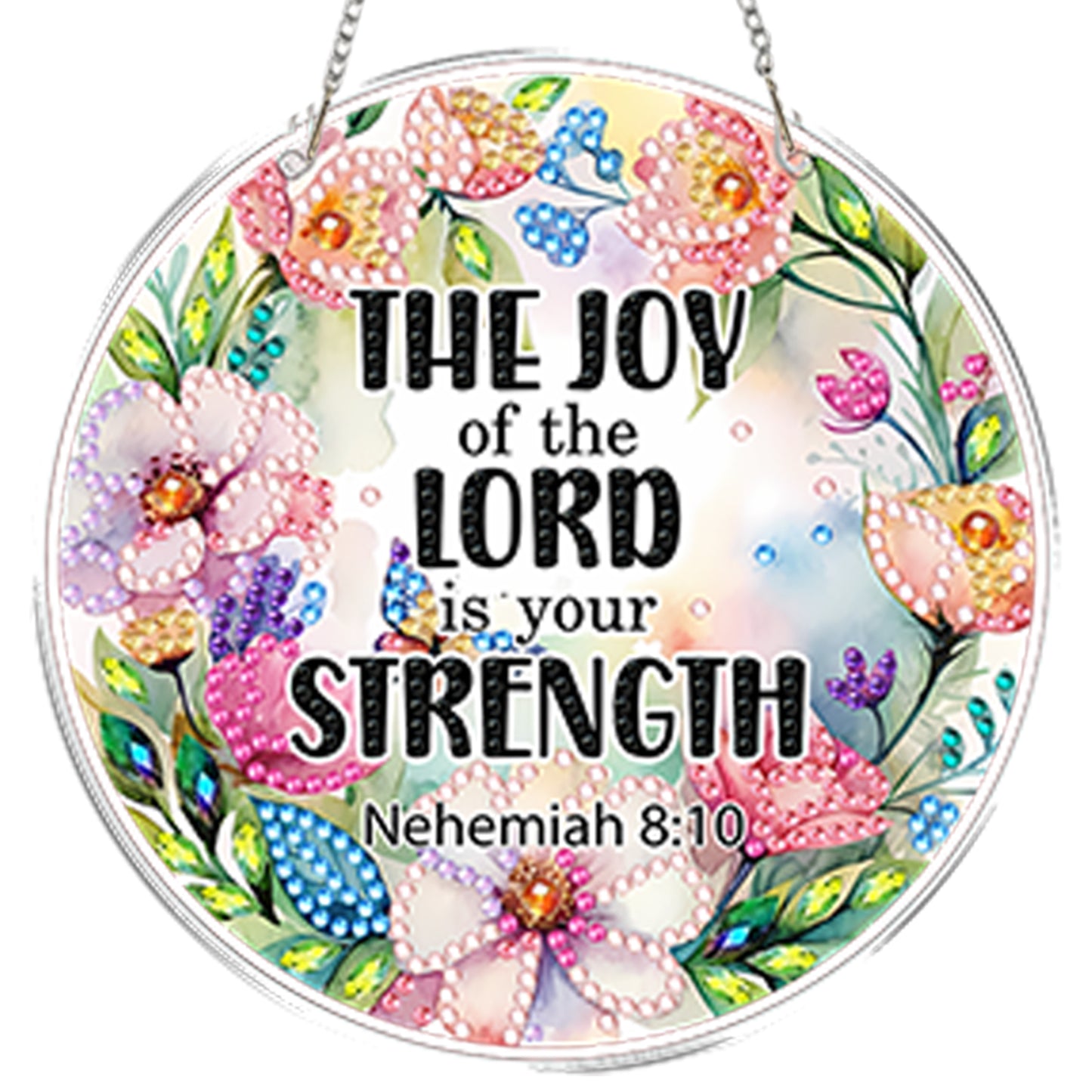 4pcs Flower Text DIY 2D Flat Acrylic Diamond Painting Kits Diamond Art Pendant