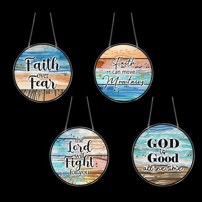 4pcs Beach Text DIY 2D Flat Acrylic Diamond Painting Kits Diamond Art Pendant