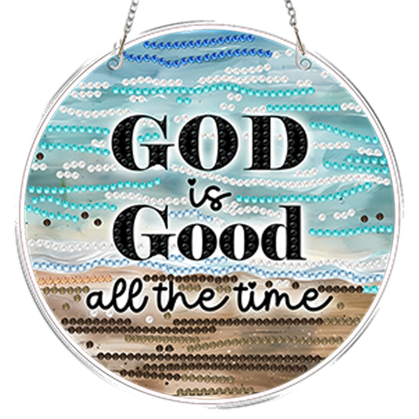 4pcs Beach Text DIY 2D Flat Acrylic Diamond Painting Kits Diamond Art Pendant