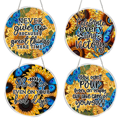 4pcs Butterfly DIY 2D Flat Acrylic Diamond Painting Kits Diamond Art Pendant