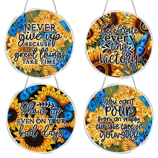 4pcs Butterfly DIY 2D Flat Acrylic Diamond Painting Kits Diamond Art Pendant