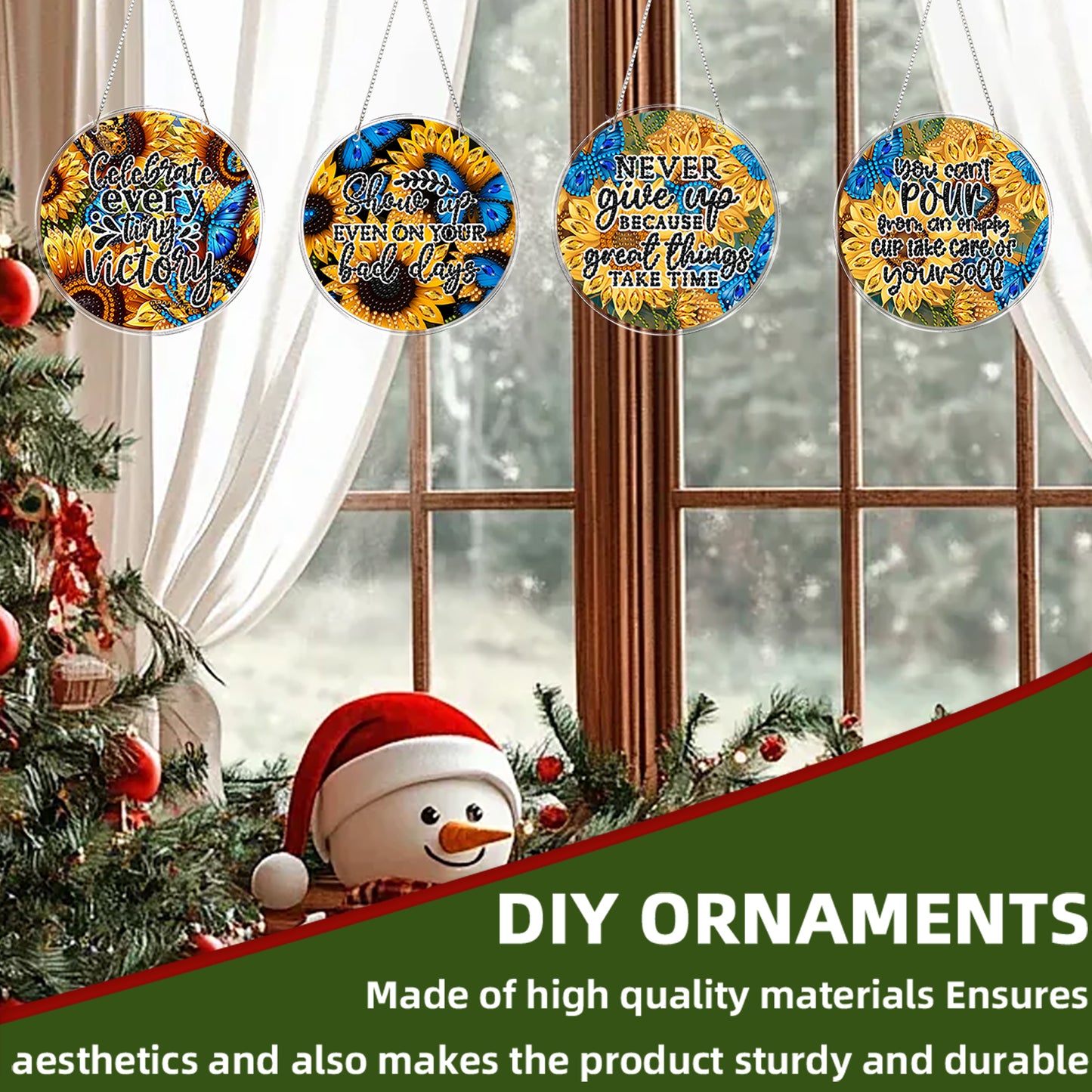 4pcs Butterfly DIY 2D Flat Acrylic Diamond Painting Kits Diamond Art Pendant