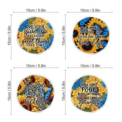 4pcs Butterfly DIY 2D Flat Acrylic Diamond Painting Kits Diamond Art Pendant