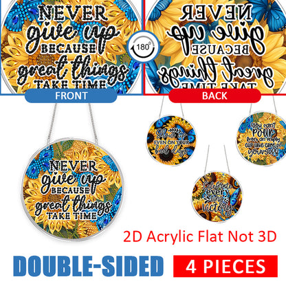 4pcs Butterfly DIY 2D Flat Acrylic Diamond Painting Kits Diamond Art Pendant