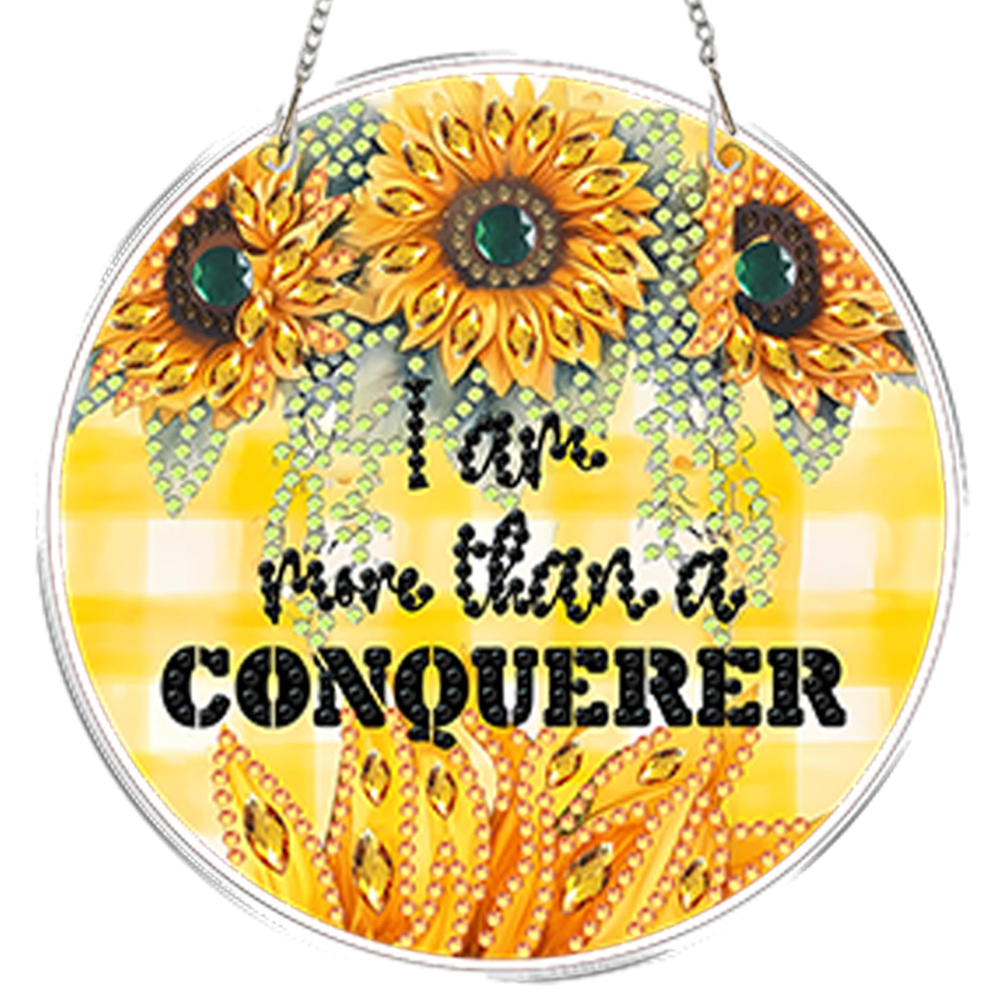 4pcs Sunflower Text DIY 2D Flat Acrylic Diamond Painting Kit Diamond Art Pendant