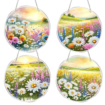 4pcs Outdoor Grass DIY 2D Flat Acrylic Diamond Painting Kits Diamond Art Pendant