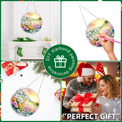 4pcs Outdoor Grass DIY 2D Flat Acrylic Diamond Painting Kits Diamond Art Pendant