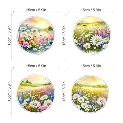 4pcs Outdoor Grass DIY 2D Flat Acrylic Diamond Painting Kits Diamond Art Pendant