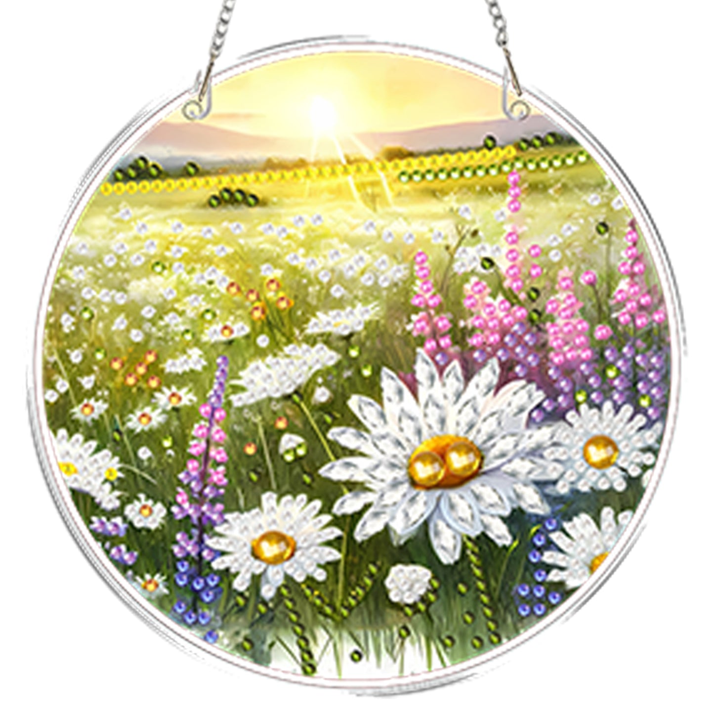 4pcs Outdoor Grass DIY 2D Flat Acrylic Diamond Painting Kits Diamond Art Pendant