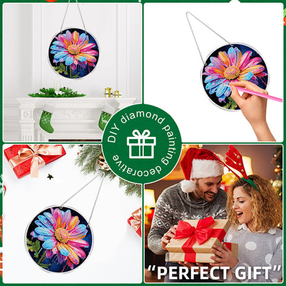 4pcs Colorful Flower DIY 2DFlat Acrylic Diamond Painting Kit Diamond Art Pendant