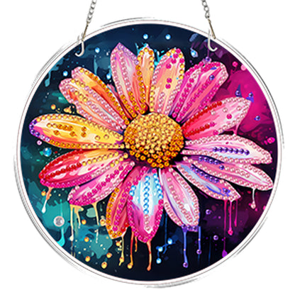 4pcs Colorful Flower DIY 2DFlat Acrylic Diamond Painting Kit Diamond Art Pendant