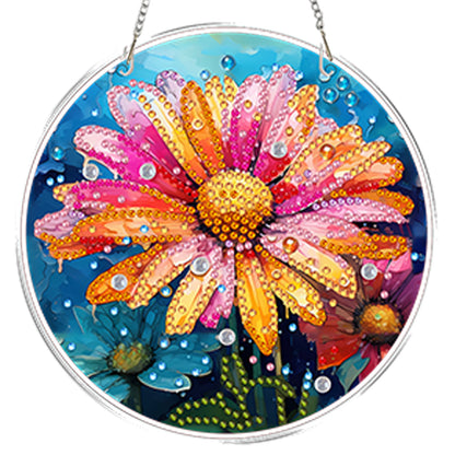 4pcs Colorful Flower DIY 2DFlat Acrylic Diamond Painting Kit Diamond Art Pendant