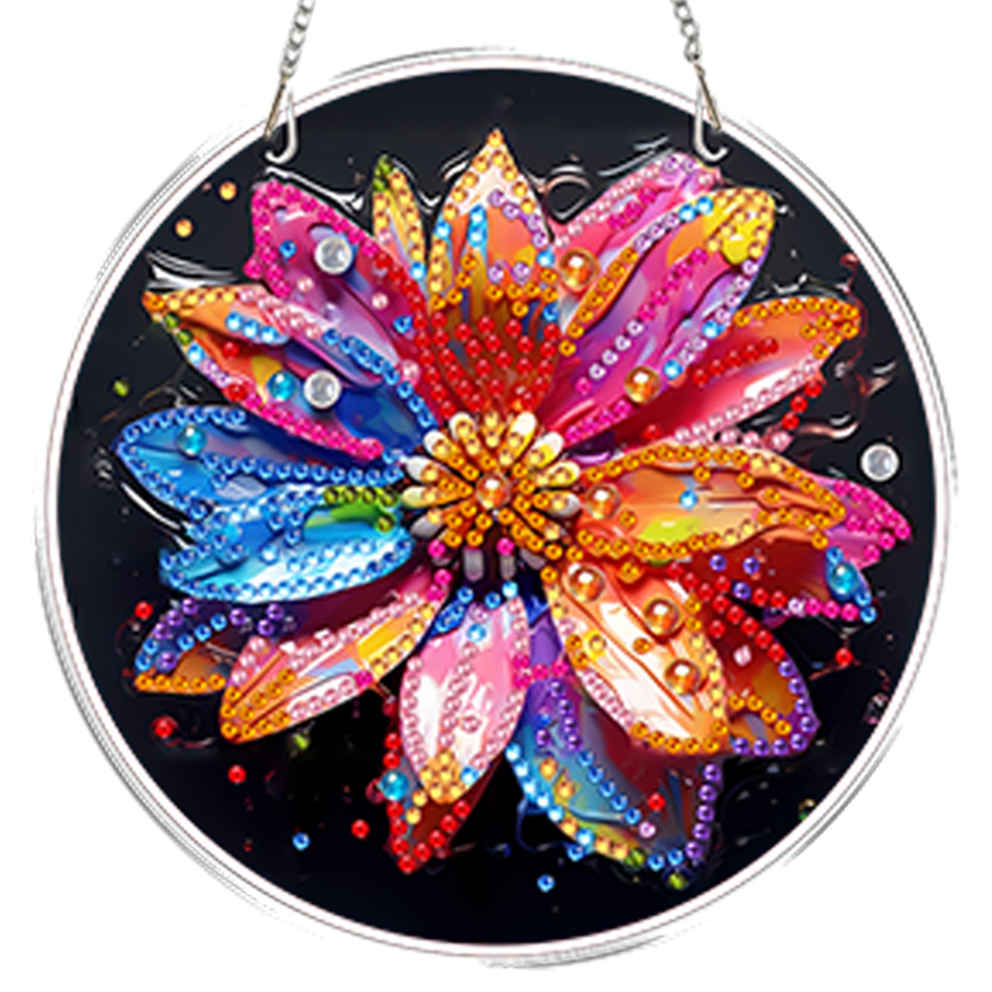 4pcs Colorful Flower DIY 2DFlat Acrylic Diamond Painting Kit Diamond Art Pendant