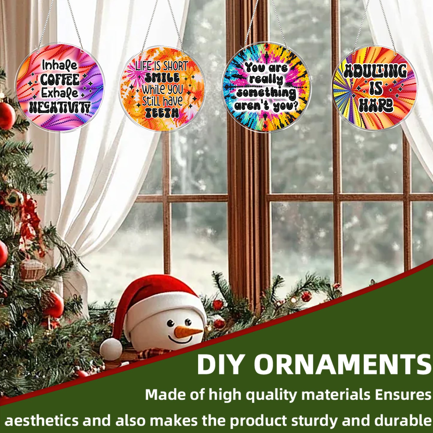 4pcs Neon Text DIY 2D Flat Acrylic Diamond Painting Kits Diamond Art Pendant