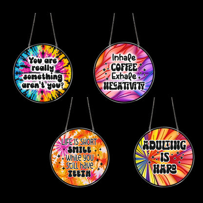 4pcs Neon Text DIY 2D Flat Acrylic Diamond Painting Kits Diamond Art Pendant