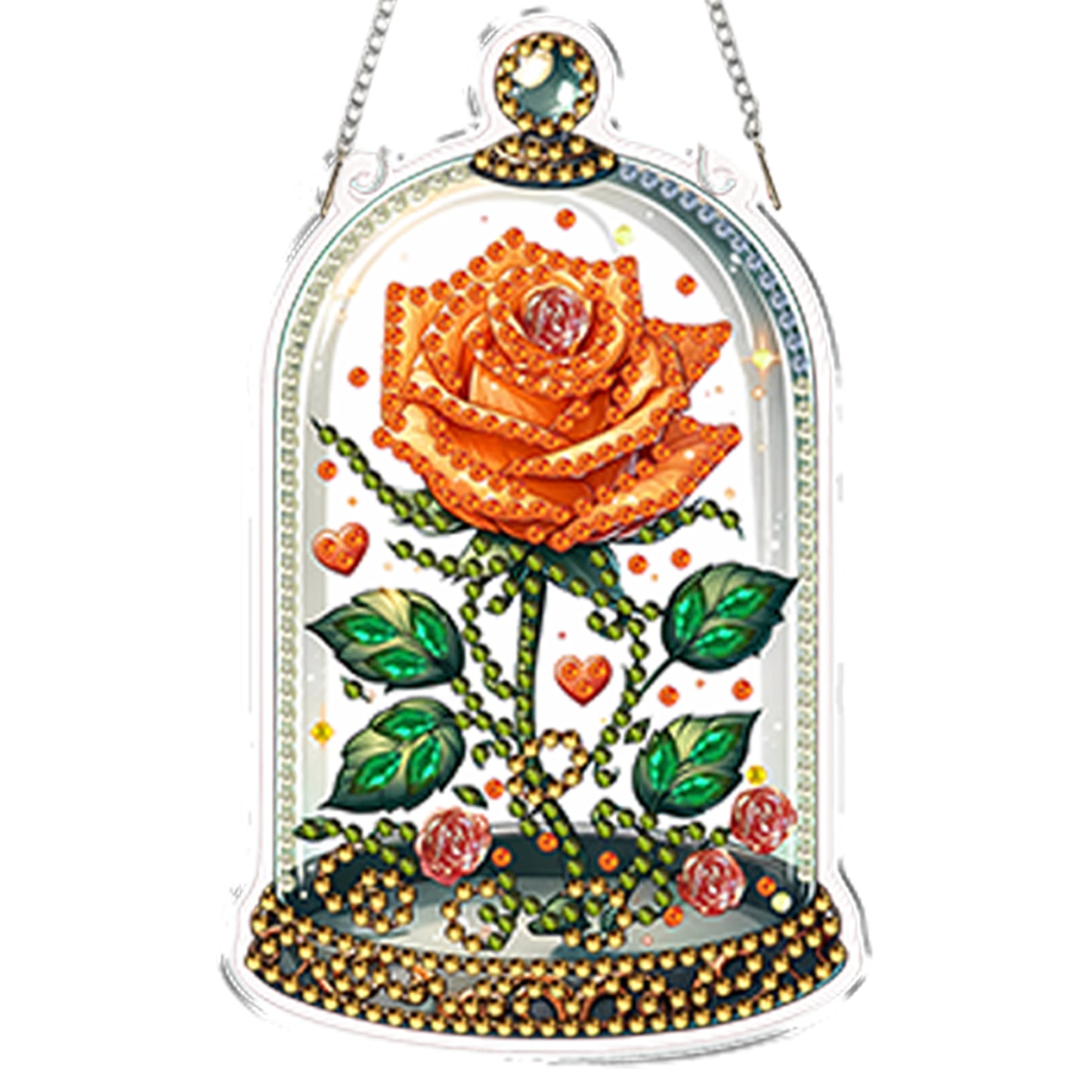 4pcs Glass Rose DIY 2D Flat Acrylic Diamond Painting Kits Diamond Art Pendant