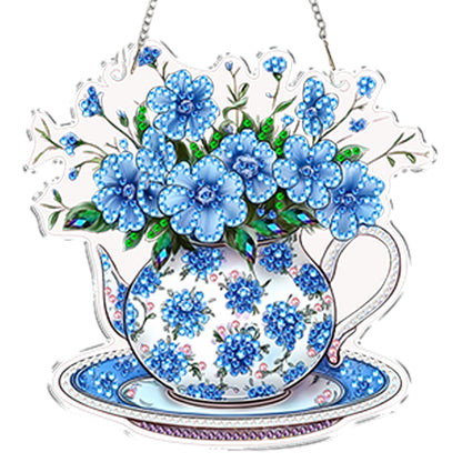 4pcs Vase 1 DIY 2D Flat Acrylic Diamond Painting Kits Diamond Art Pendant