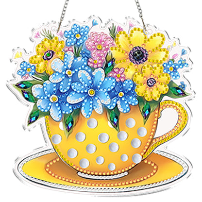 4pcs Vase 1 DIY 2D Flat Acrylic Diamond Painting Kits Diamond Art Pendant