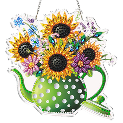 4pcs Vase 1 DIY 2D Flat Acrylic Diamond Painting Kits Diamond Art Pendant