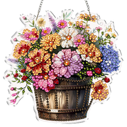 4pcs Vase 2 DIY 2D Flat Acrylic Diamond Painting Kits Diamond Art Pendant