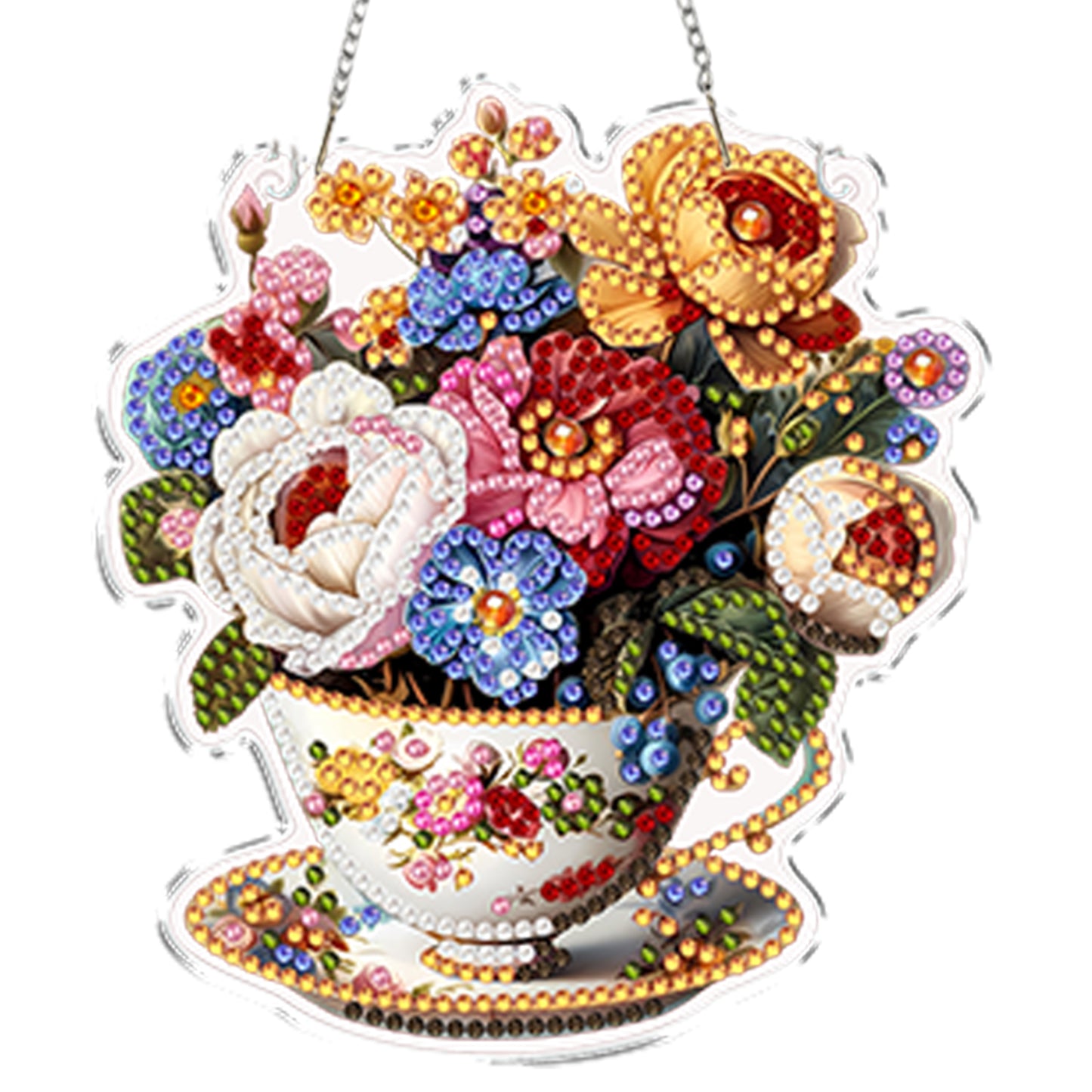 4pcs Vase 2 DIY 2D Flat Acrylic Diamond Painting Kits Diamond Art Pendant