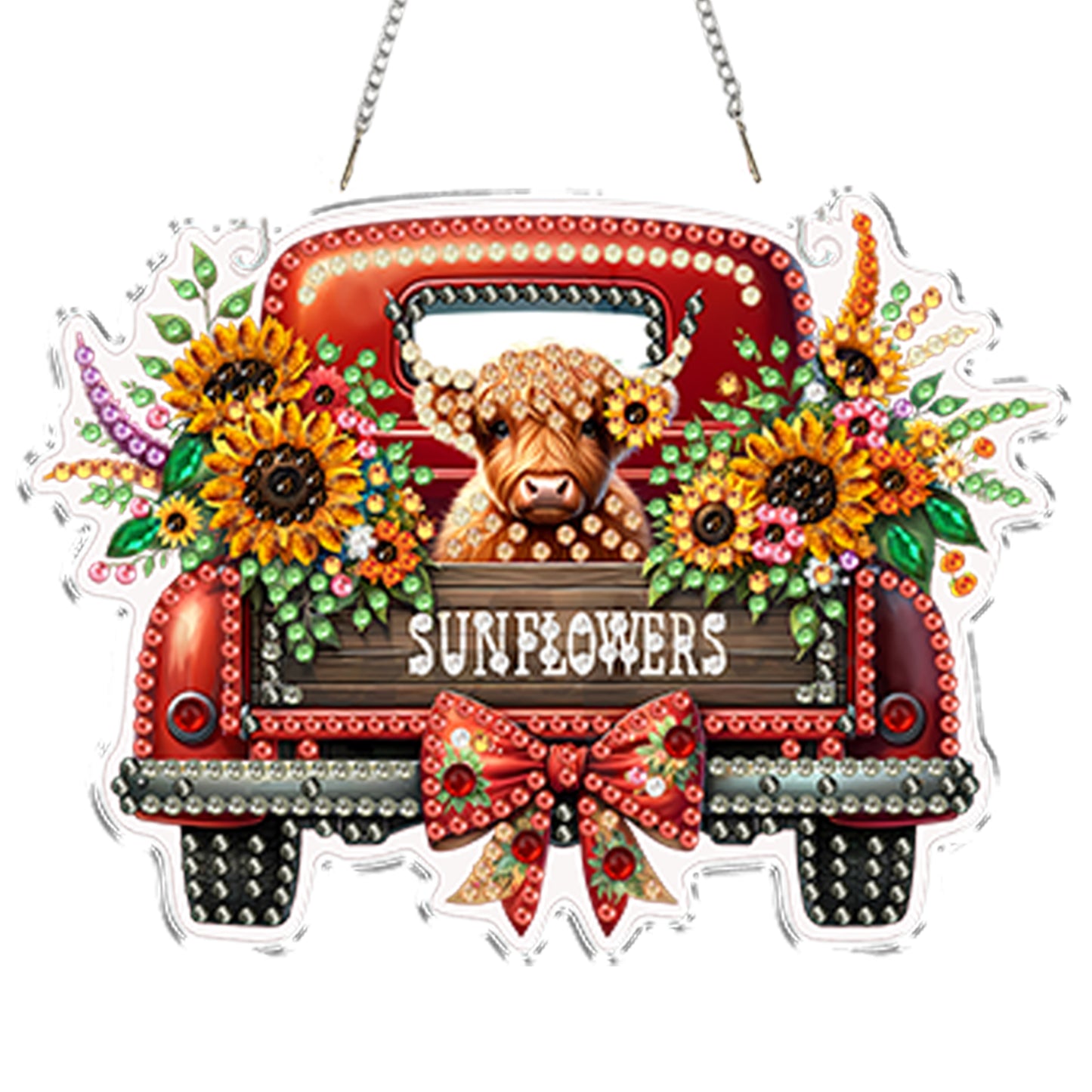 4Pcs Yak Cart 2D Flat DIY Special Shape Hanging Diamond Art Kits Wall Door Decor