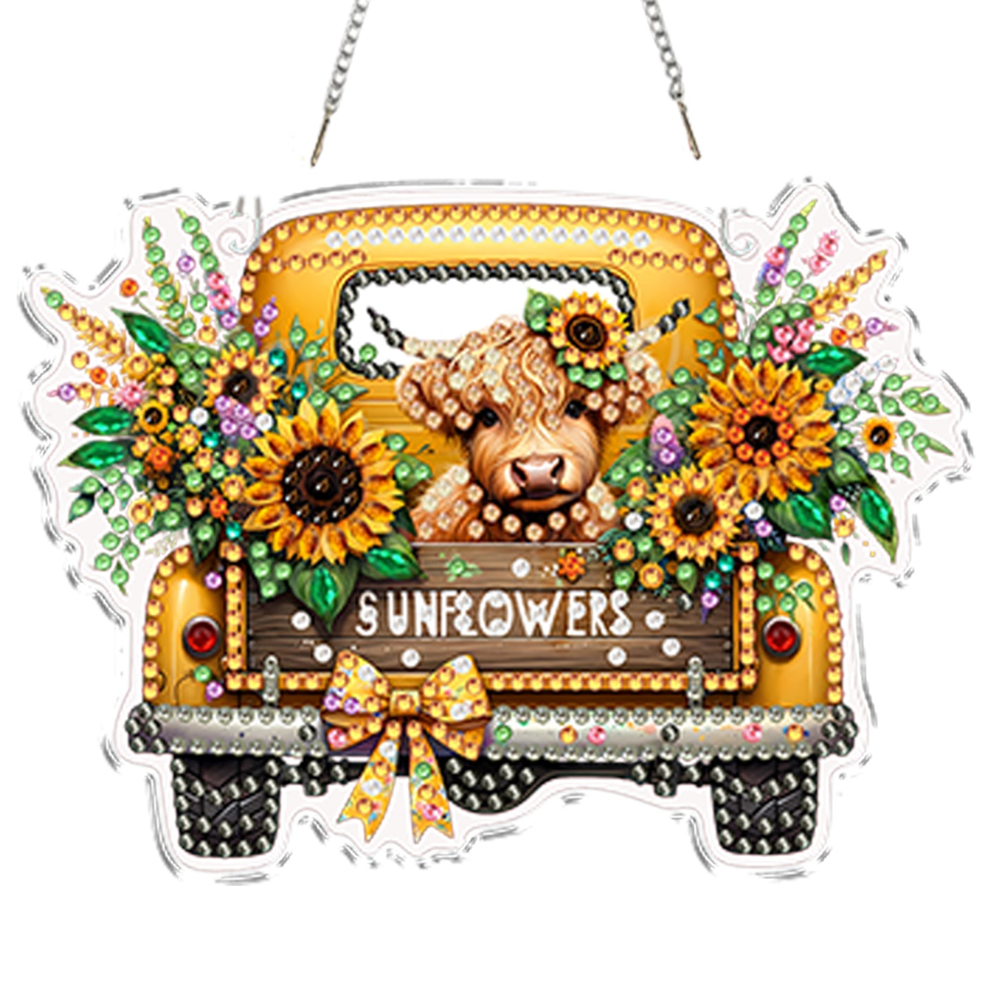 4Pcs Yak Cart 2D Flat DIY Special Shape Hanging Diamond Art Kits Wall Door Decor