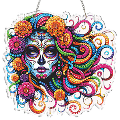 4Pcs Flower Skeleton 2D Flat DIY Special Shape Diamond Art Hanging Pendant Kit