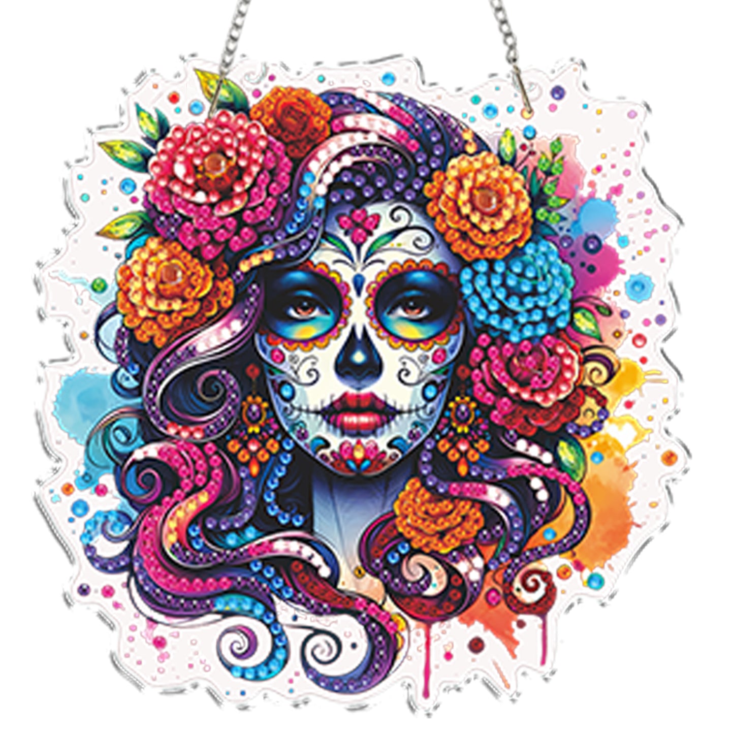 4Pcs Flower Skeleton 2D Flat DIY Special Shape Diamond Art Hanging Pendant Kit