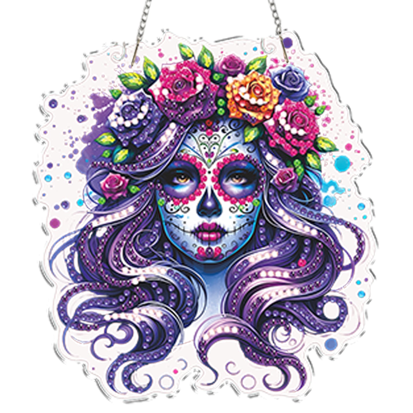 4Pcs Flower Skeleton 2D Flat DIY Special Shape Diamond Art Hanging Pendant Kit